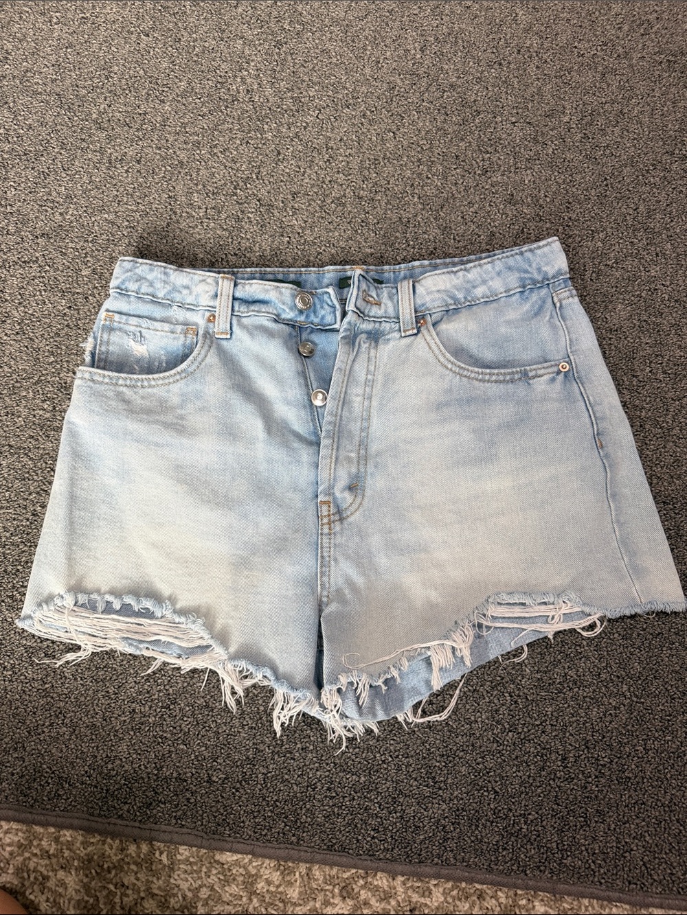 wild fable Light Blue Distressed High-Rise Denim Shorts
